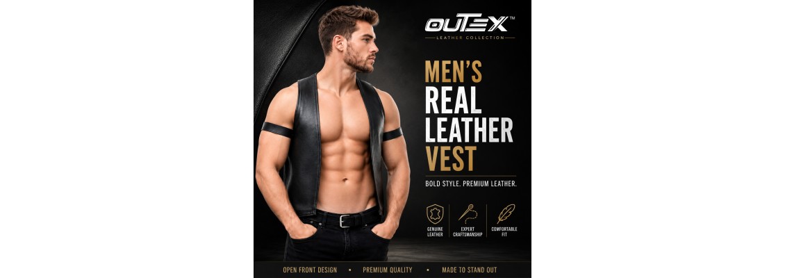 Men’s Real Leather Bartender Vest: A Timeless Open-Front Leather Style