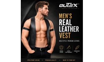 Men’s Real Leather Bartender Vest: A Timeless Open-Front Leather Style