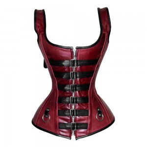 Women Real Leather Corset Overbust Handmade Maroon Genuine Leather Corset, Heavy Duty Steel Boned Waist Gothic Luxury and Stylish