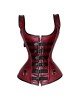 Women Real Leather Corset Overbust Handmade Maroon Genuine Leather Corset, Heavy Duty Steel Boned Waist Gothic Luxury and Stylish