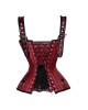 Women Real Leather Corset Overbust Handmade Maroon Genuine Leather Corset, Heavy Duty Steel Boned Waist Gothic Luxury and Stylish
