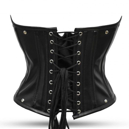 Women Real Leather Corset Overbust Handmade Black Genuine Leather Corset, Heavy Duty Steel Boned Waist Gothic Luxury and Stylish