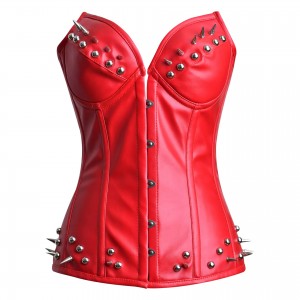 Women Real Leather Corset Overbust Handmade Red Genuine Leather Corset, Heavy Duty Steel Boned Waist Gothic Luxury and Stylish