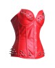 Women Real Leather Corset Overbust Handmade Red Genuine Leather Corset, Heavy Duty Steel Boned Waist Gothic Luxury and Stylish