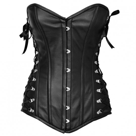 Women Real Leather Corset Overbust Handmade Black Genuine Leather Corset, Heavy Duty Steel Boned Waist Gothic Luxury and Stylish