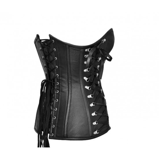 Women Real Leather Corset Overbust Handmade Black Genuine Leather Corset, Heavy Duty Steel Boned Waist Gothic Luxury and Stylish