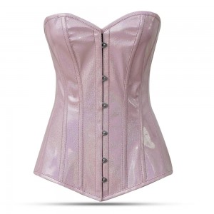 Women Real Leather Corset Overbust Handmade Light Pink Genuine Leather Corset, Heavy Duty Steel Boned Waist Gothic Luxury and Stylish
