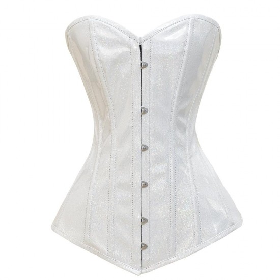 Women Real Leather Corset Overbust Handmade White Genuine Leather Corset, Heavy Duty Steel Boned Waist Gothic Luxury and Stylish