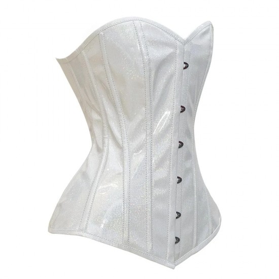 Women Real Leather Corset Overbust Handmade White Genuine Leather Corset, Heavy Duty Steel Boned Waist Gothic Luxury and Stylish
