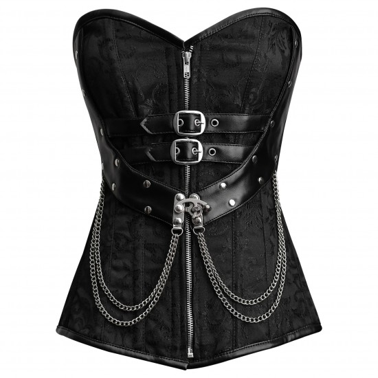 Women Real Leather Corset Overbust Handmade Black Genuine Leather Corset, Heavy Duty Steel Boned Waist Gothic Luxury and Stylish