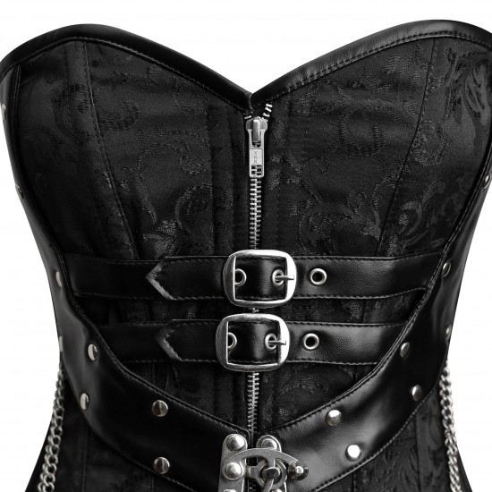 Women Real Leather Corset Overbust Handmade Black Genuine Leather Corset, Heavy Duty Steel Boned Waist Gothic Luxury and Stylish