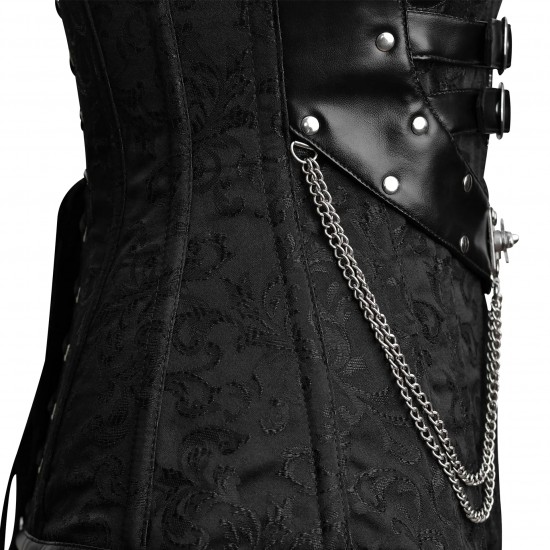 Women Real Leather Corset Overbust Handmade Black Genuine Leather Corset, Heavy Duty Steel Boned Waist Gothic Luxury and Stylish