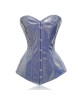 Women Real Leather Corset Overbust Handmade Light Blue Shine Genuine Leather Corset, Heavy Duty Steel Boned Waist Gothic Luxury and Stylish