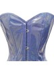 Women Real Leather Corset Overbust Handmade Light Blue Shine Genuine Leather Corset, Heavy Duty Steel Boned Waist Gothic Luxury and Stylish