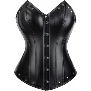 Women Real Leather Corset Overbust Handmade Black Genuine Leather Corset, Heavy Duty Steel Boned Waist Gothic Luxury and Stylish