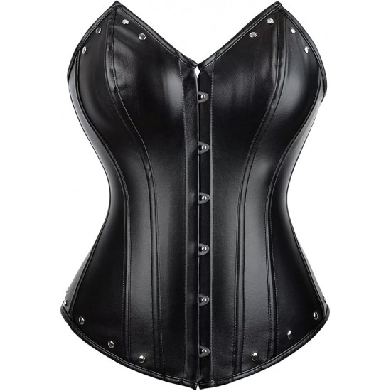 Women Real Leather Corset Overbust Handmade Black Genuine Leather Corset, Heavy Duty Steel Boned Waist Gothic Luxury and Stylish