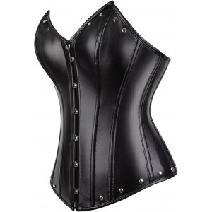 Women Real Leather Corset Overbust Handmade Black Genuine Leather Corset, Heavy Duty Steel Boned Waist Gothic Luxury and Stylish