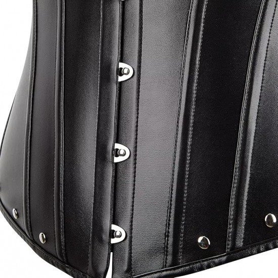 Women Real Leather Corset Overbust Handmade Black Genuine Leather Corset, Heavy Duty Steel Boned Waist Gothic Luxury and Stylish