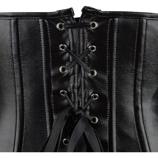 Women Real Leather Corset Overbust Handmade Black Genuine Leather Corset, Heavy Duty Steel Boned Waist Gothic Luxury and Stylish