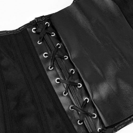 Women Real Leather Corset Overbust Handmade Black Genuine Leather Corset, Heavy Duty Steel Boned Waist Gothic Luxury and Stylish