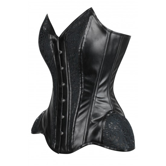 Women Real Leather Corset Overbust Handmade Black Genuine Leather Corset, Heavy Duty Steel Boned Waist Gothic Luxury and Stylish