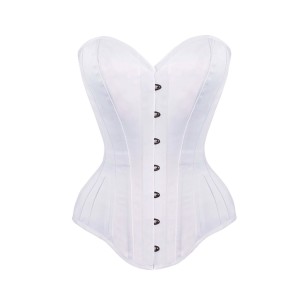 Women Real Leather Corset Overbust Handmade White Genuine Leather Corset, Heavy Duty Steel Boned Waist Gothic Luxury and Stylish
