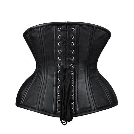Women Real Leather Corset Overbust Handmade Black Genuine Leather Corset, Heavy Duty Steel Boned Waist Gothic Luxury and Stylish