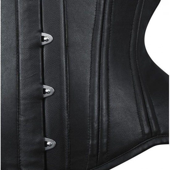 Women Real Leather Corset Overbust Handmade Black Genuine Leather Corset, Heavy Duty Steel Boned Waist Gothic Luxury and Stylish