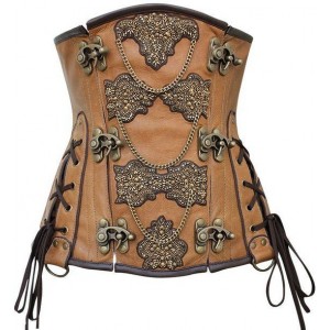 Women Real Leather Corset Overbust Handmade Brown Genuine Leather Corset, Heavy Duty Steel Boned Waist Gothic Luxury and Stylish