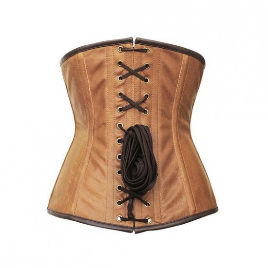 Women Real Leather Corset Overbust Handmade Brown Genuine Leather Corset, Heavy Duty Steel Boned Waist Gothic Luxury and Stylish