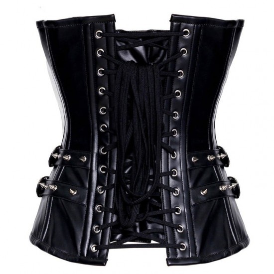 Women Real Leather Corset Overbust Handmade Black Genuine Leather Corset, Heavy Duty Steel Boned Waist Gothic Luxury and Stylish