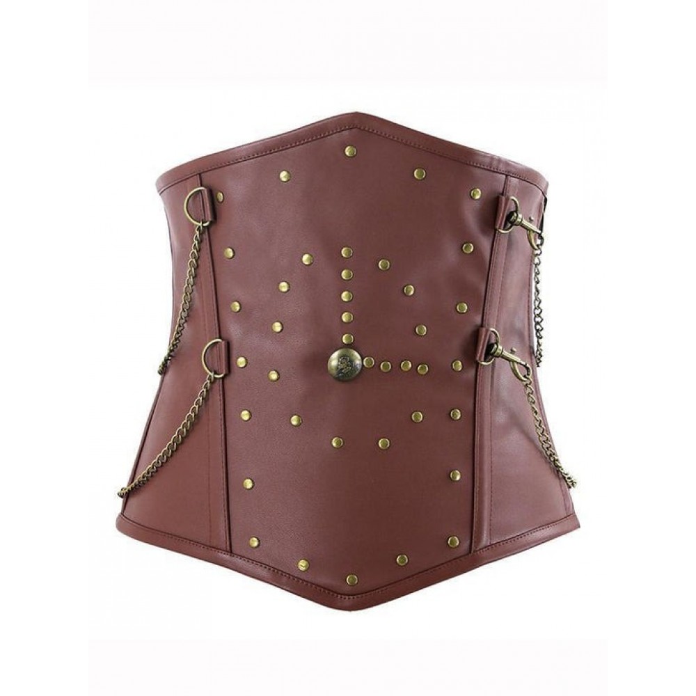 Women Real Leather Corset Overbust Handmade Dark Brown Genuine Leather Corset, Heavy Duty Steel Boned Waist Gothic Luxury and Stylish