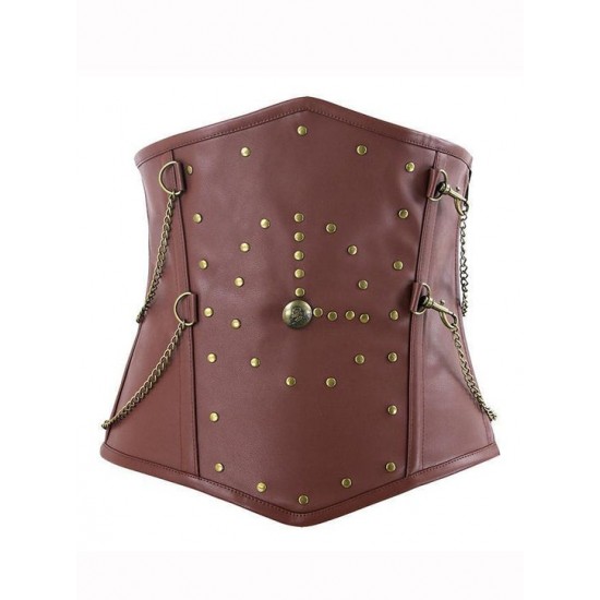 Women Real Leather Corset Overbust Handmade Dark Brown Genuine Leather Corset, Heavy Duty Steel Boned Waist Gothic Luxury and Stylish