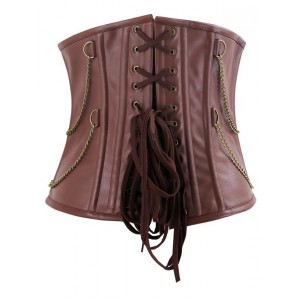 Women Real Leather Corset Overbust Handmade Dark Brown Genuine Leather Corset, Heavy Duty Steel Boned Waist Gothic Luxury and Stylish