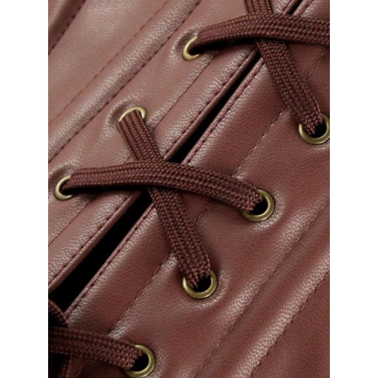 Women Real Leather Corset Overbust Handmade Dark Brown Genuine Leather Corset, Heavy Duty Steel Boned Waist Gothic Luxury and Stylish