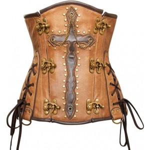 Women Real Leather Corset Overbust Handmade Brown Genuine Leather Corset, Heavy Duty Steel Boned Waist Gothic Luxury and Stylish