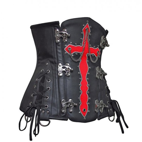 Women Real Leather Corset Overbust Handmade Black Genuine Leather Corset, Heavy Duty Steel Boned Waist Gothic Luxury and Stylish
