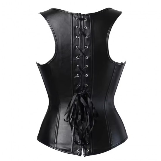 Women Real Leather Corset Overbust Handmade Black Genuine Leather Corset, Heavy Duty Steel Boned Waist Gothic Luxury and Stylish