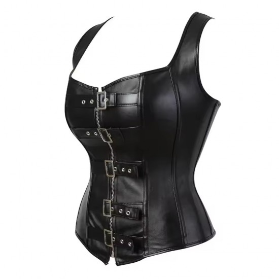 Women Real Leather Corset Overbust Handmade Black Genuine Leather Corset, Heavy Duty Steel Boned Waist Gothic Luxury and Stylish