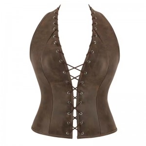 Women Real Leather Corset Overbust Handmade Brown Genuine Leather Corset, Heavy Duty Steel Boned Waist Gothic Luxury and Stylish