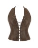 Women Real Leather Corset Overbust Handmade Brown Genuine Leather Corset, Heavy Duty Steel Boned Waist Gothic Luxury and Stylish