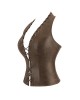 Women Real Leather Corset Overbust Handmade Brown Genuine Leather Corset, Heavy Duty Steel Boned Waist Gothic Luxury and Stylish