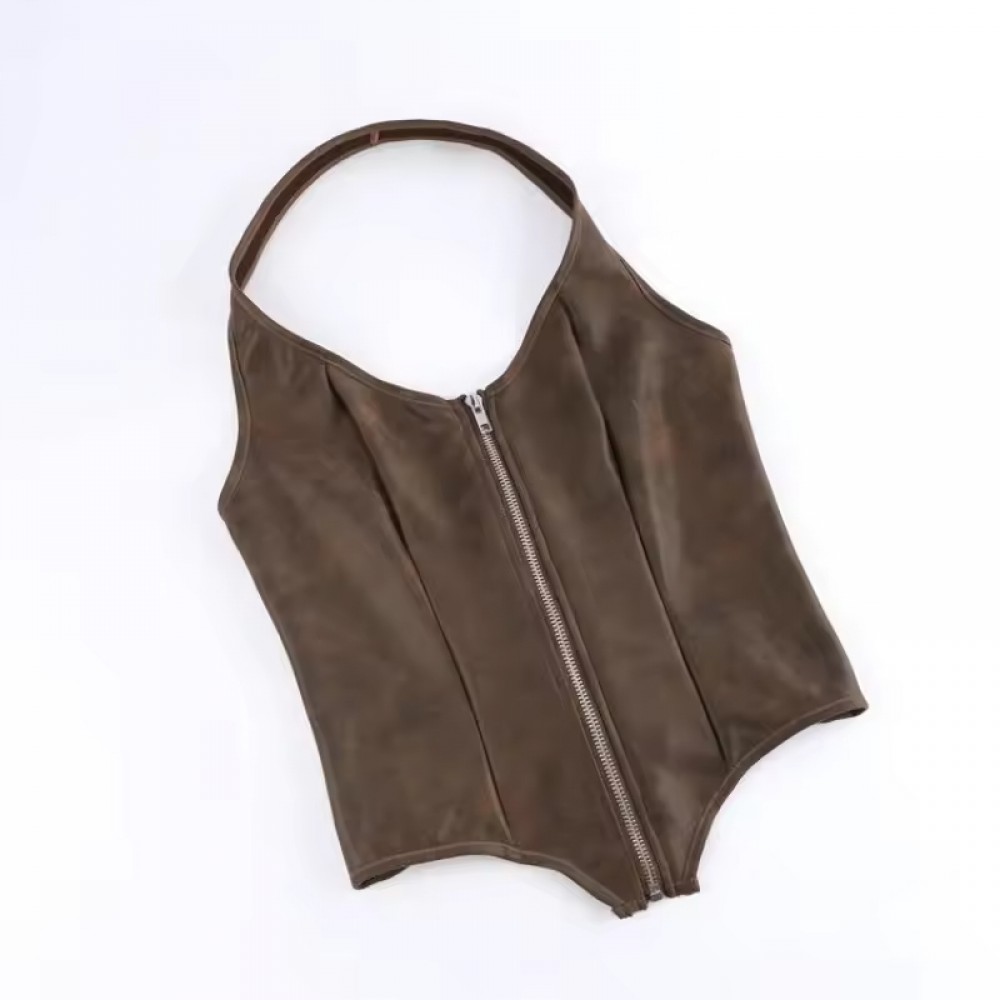 Women Real Leather Corset Overbust Handmade Brown Genuine Leather Corset, Heavy Duty Steel Boned Waist Gothic Luxury and Stylish