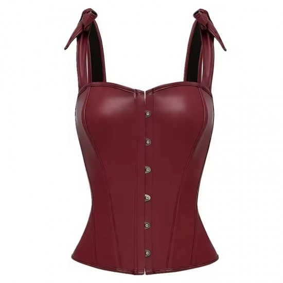 Women Real Leather Corset Overbust Handmade Maroon Genuine Leather Corset, Heavy Duty Steel Boned Waist Gothic Luxury and Stylish
