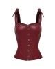 Women Real Leather Corset Overbust Handmade Maroon Genuine Leather Corset, Heavy Duty Steel Boned Waist Gothic Luxury and Stylish