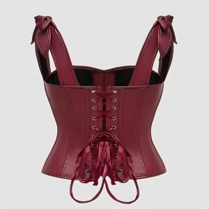 Women Real Leather Corset Overbust Handmade Maroon Genuine Leather Corset, Heavy Duty Steel Boned Waist Gothic Luxury and Stylish