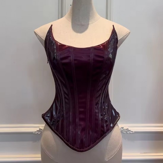 Women Real Leather Corset Overbust Handmade Maroon Genuine Leather Corset, Heavy Duty Steel Boned Waist Gothic Luxury and Stylish