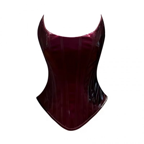 Women Real Leather Corset Overbust Handmade Maroon Genuine Leather Corset, Heavy Duty Steel Boned Waist Gothic Luxury and Stylish