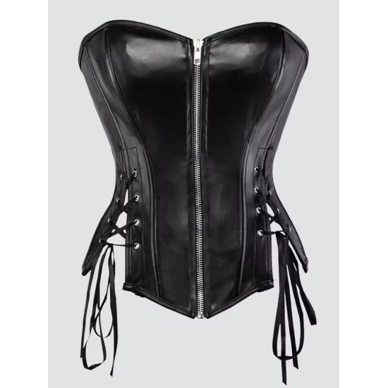 Women Real Leather Corset Overbust Handmade Black Genuine Leather Corset, Heavy Duty Steel Boned Waist Gothic Luxury and Stylish