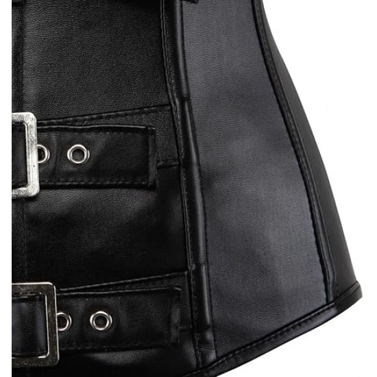 Women Real Leather Corset Overbust Handmade Black Genuine Leather Corset, Heavy Duty Steel Boned Waist Gothic Luxury and Stylish